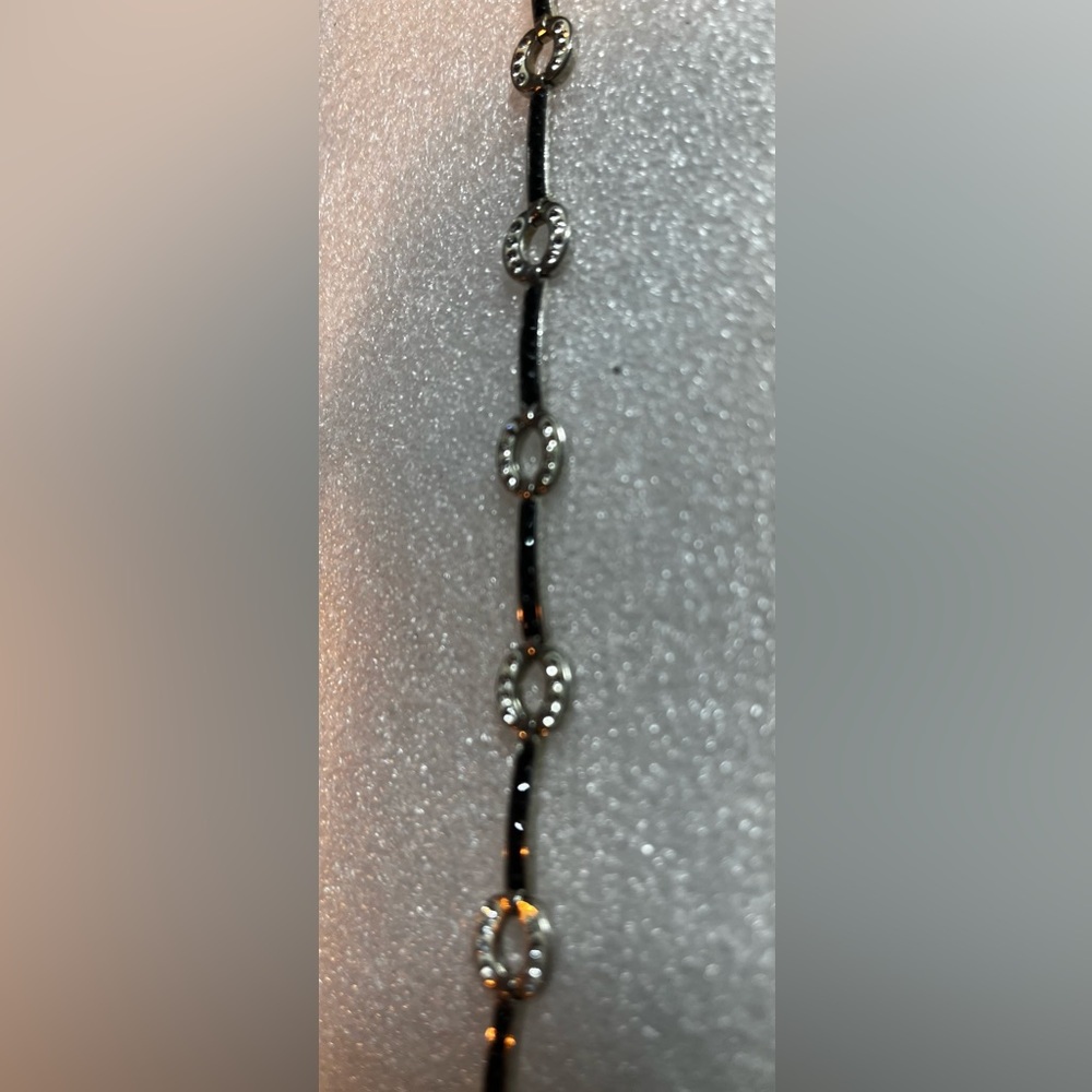 .925 Sterling Silver Bracelet With Black and Clear Beads.. Very Elegant. - Picture 3 of 9